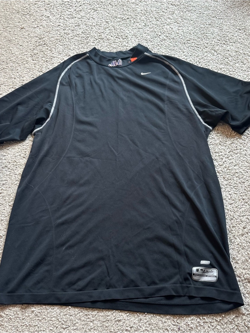 Nike New York Mets Black Short-Sleeve Athletic Shirt Reflective Piping XXL